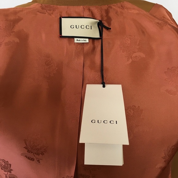 GUCCI 619323 Long Faille Vest Waistcoat -Light Brown -Size 40 / M -NWT - Picture 7 of 12